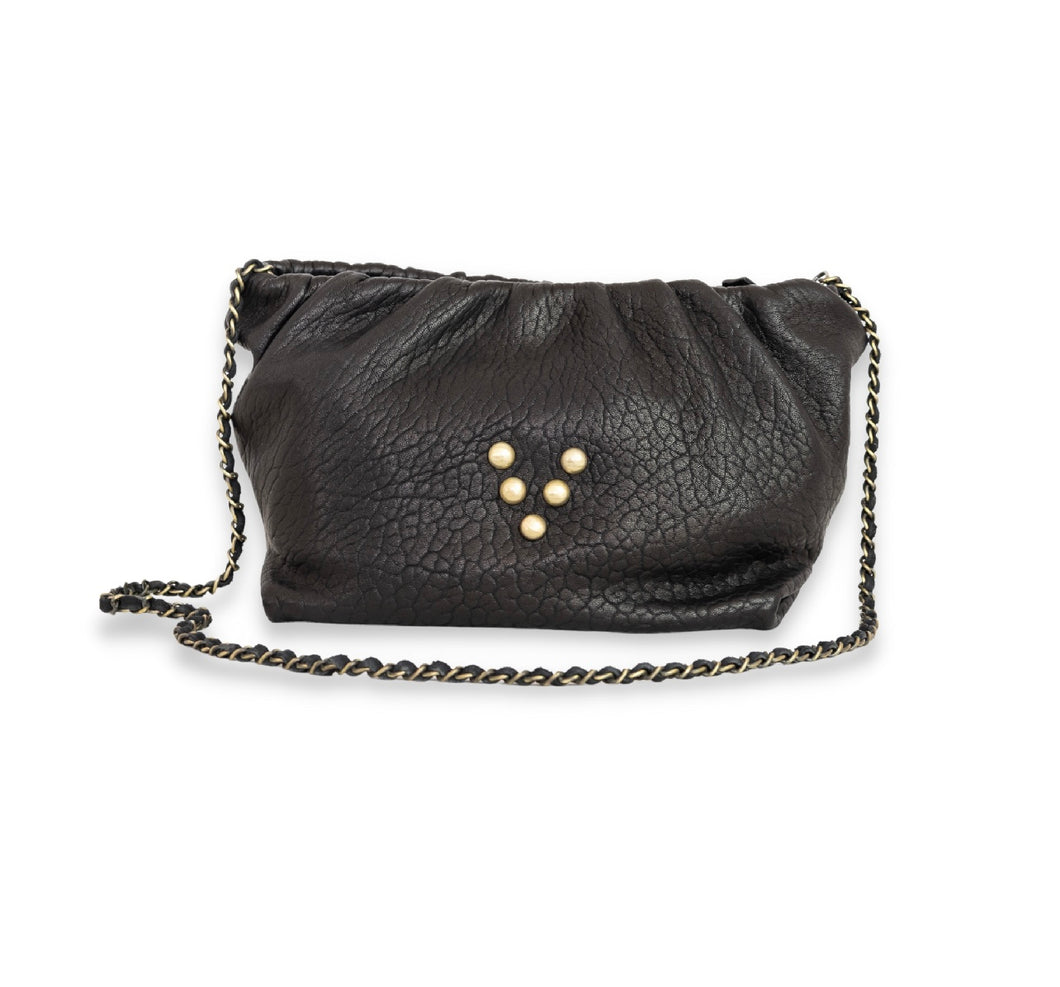 Sac pouch Regina cuir noir